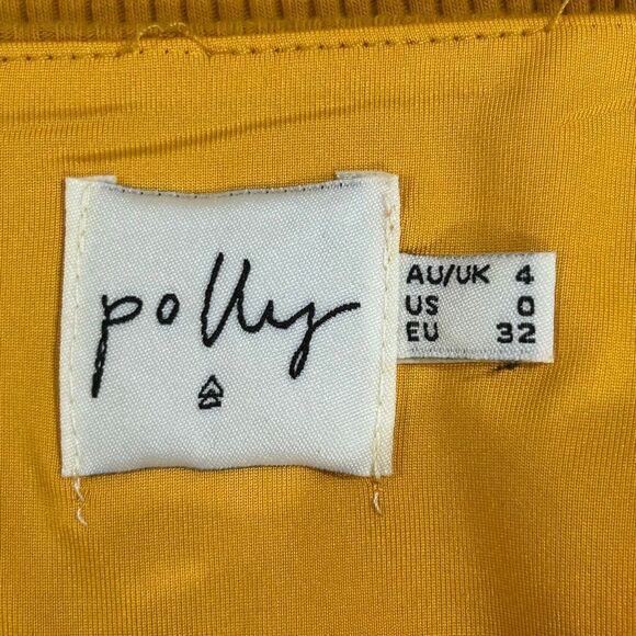 Princess Polly Mustard Ribbed Bodysuit Size 0 US / AU 4 - Picture 3 of 6